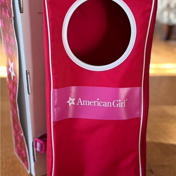 SOLD- American Girl Red Doll Carrier with Pink Accents - Picture 1 of 4